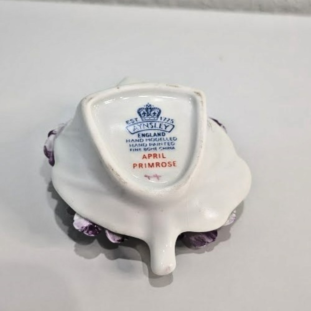 Aynsley England April Primrose Hand Painted Fine Bone China Flowers Vintage Leaf - Picture 5 of 8